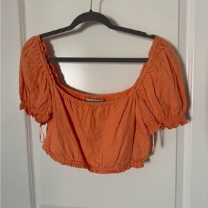 Abercrombie & Fitch Orange Puff Sleeve Blouse